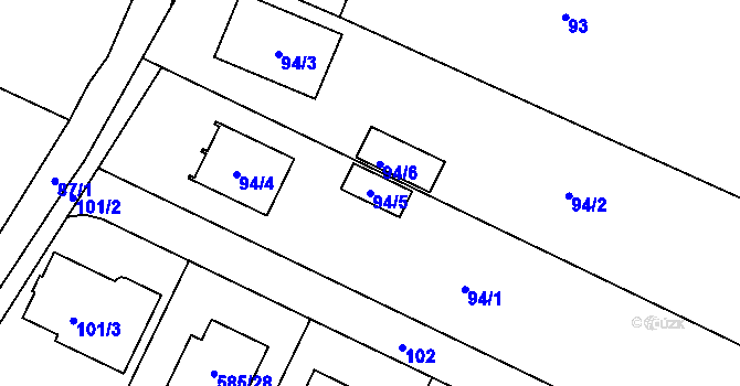 Parcela st. 94/5 v KÚ Holubice, Katastrální mapa
