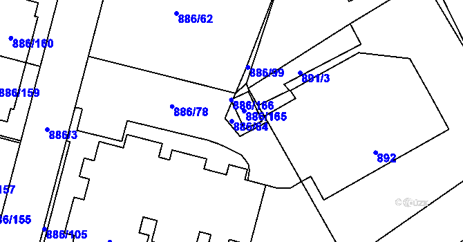 Parcela st. 886/64 v KÚ Holubice, Katastrální mapa