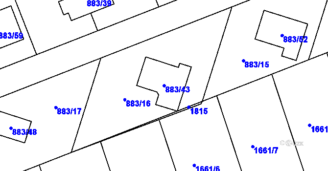 Parcela st. 883/43 v KÚ Holubice, Katastrální mapa