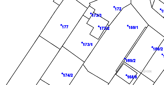 Parcela st. 173/1 v KÚ Holubice, Katastrální mapa