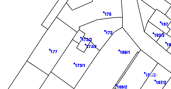 Parcela st. 173/2 v KÚ Holubice, Katastrální mapa