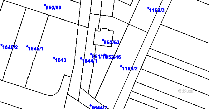 Parcela st. 952/46 v KÚ Holubice, Katastrální mapa