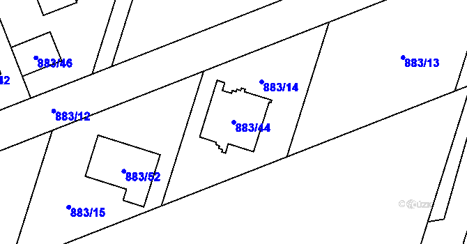 Parcela st. 883/44 v KÚ Holubice, Katastrální mapa