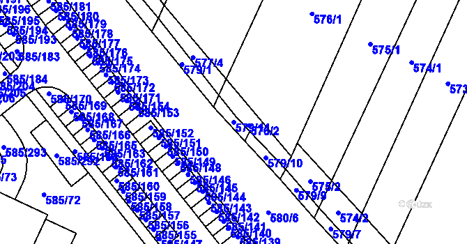 Parcela st. 579/11 v KÚ Holubice, Katastrální mapa