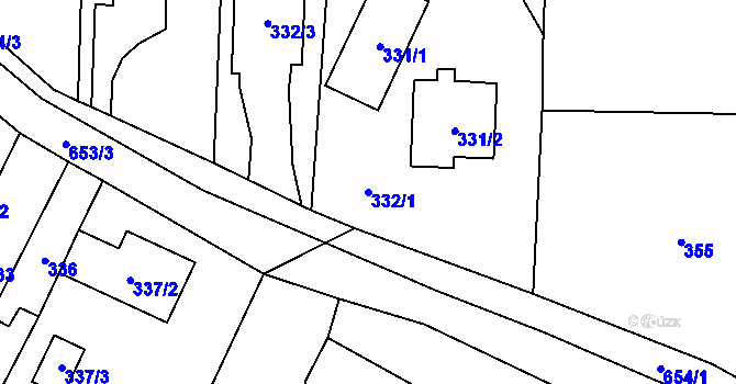 Parcela st. 332/1 v KÚ Holubice, Katastrální mapa