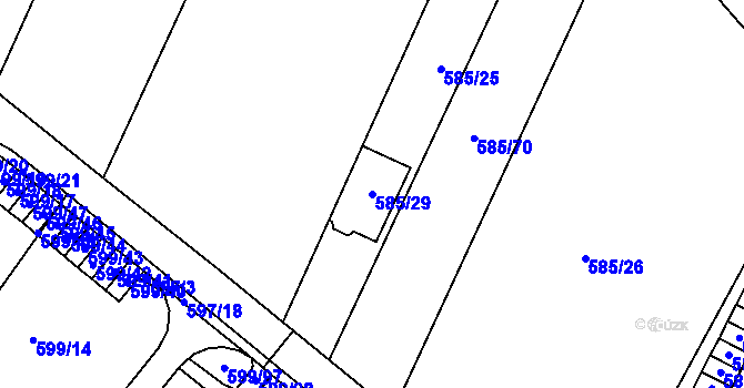 Parcela st. 585/29 v KÚ Holubice, Katastrální mapa