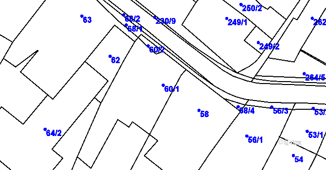 Parcela st. 60/1 v KÚ Holubice, Katastrální mapa