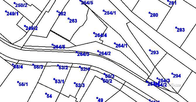 Parcela st. 264/2 v KÚ Holubice, Katastrální mapa