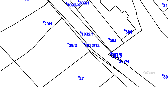 Parcela st. 1032/12 v KÚ Holubice, Katastrální mapa
