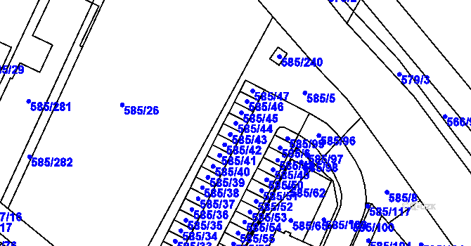 Parcela st. 585/44 v KÚ Holubice, Katastrální mapa