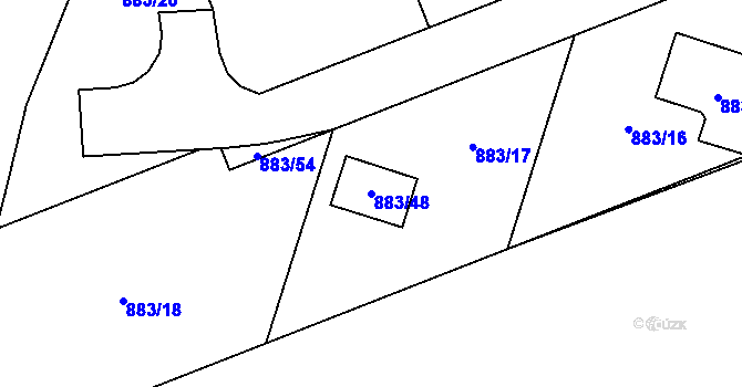Parcela st. 883/48 v KÚ Holubice, Katastrální mapa