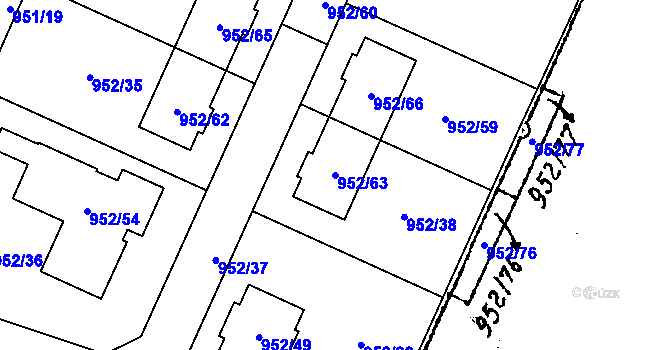 Parcela st. 952/63 v KÚ Holubice, Katastrální mapa