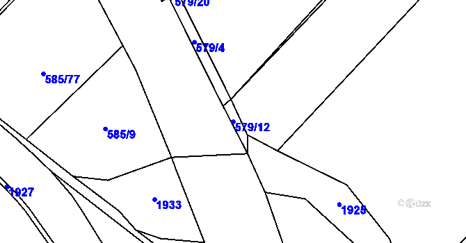 Parcela st. 579/12 v KÚ Holubice, Katastrální mapa
