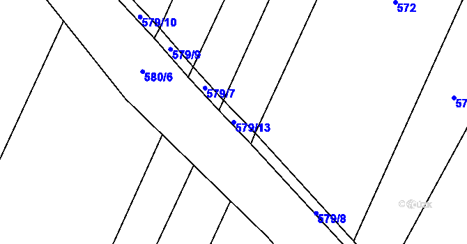 Parcela st. 579/13 v KÚ Holubice, Katastrální mapa