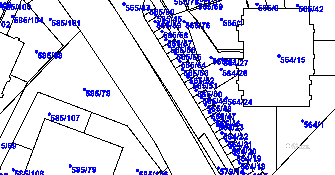 Parcela st. 579/16 v KÚ Holubice, Katastrální mapa