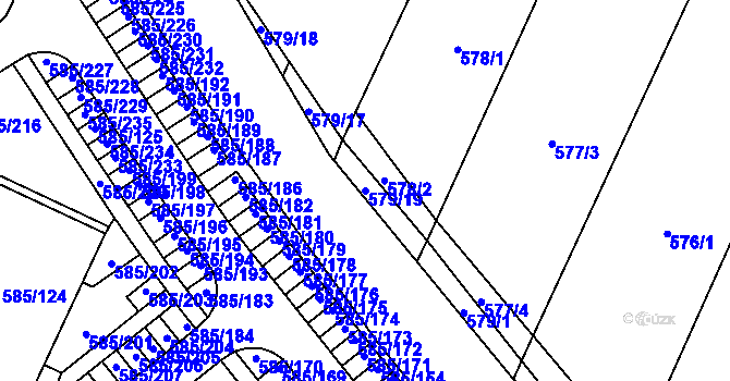 Parcela st. 579/19 v KÚ Holubice, Katastrální mapa