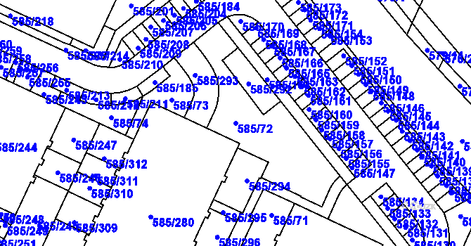 Parcela st. 585/72 v KÚ Holubice, Katastrální mapa