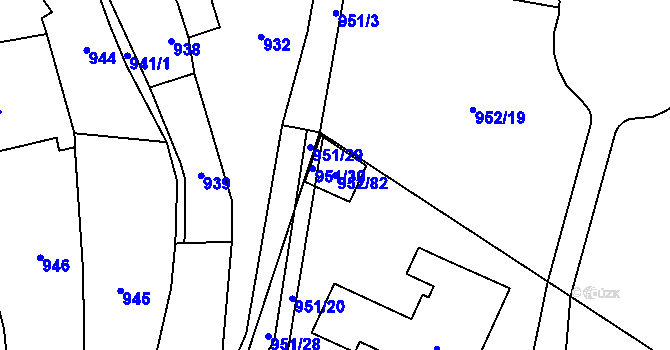 Parcela st. 952/82 v KÚ Holubice, Katastrální mapa