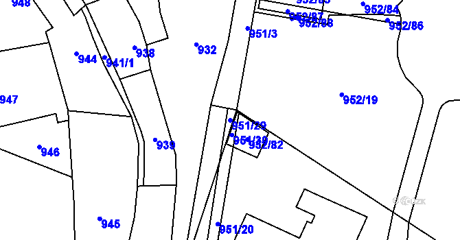 Parcela st. 951/29 v KÚ Holubice, Katastrální mapa