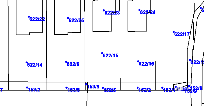 Parcela st. 622/15 v KÚ Holubice, Katastrální mapa