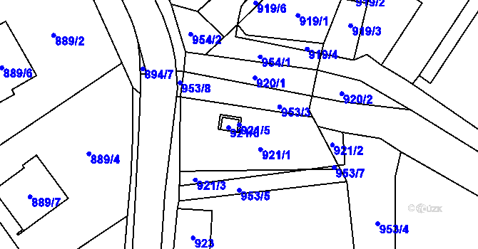 Parcela st. 921/5 v KÚ Holubice, Katastrální mapa