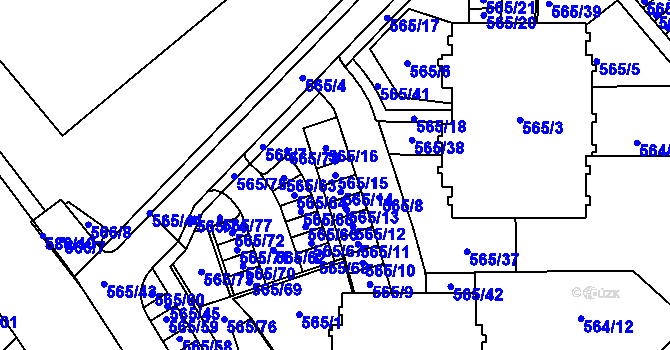 Parcela st. 565/15 v KÚ Holubice, Katastrální mapa