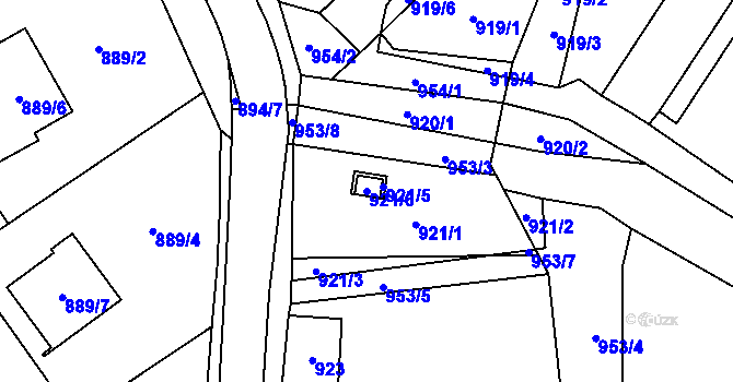 Parcela st. 921/6 v KÚ Holubice, Katastrální mapa