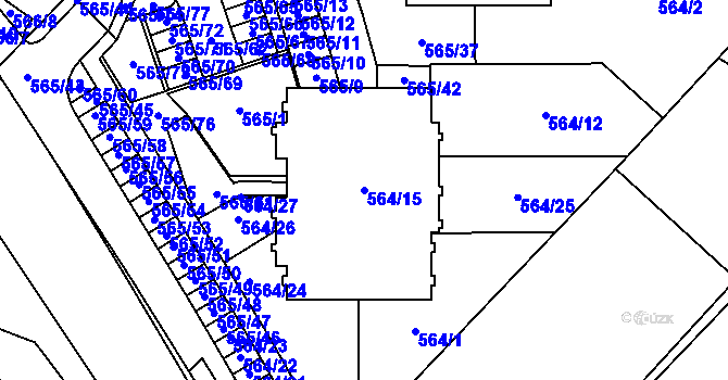 Parcela st. 564/15 v KÚ Holubice, Katastrální mapa