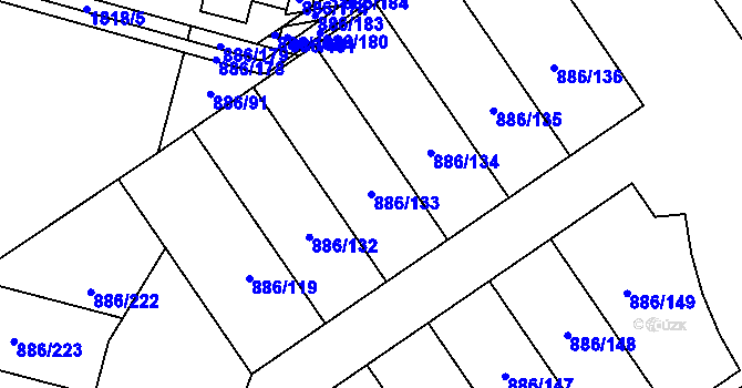 Parcela st. 886/133 v KÚ Holubice, Katastrální mapa