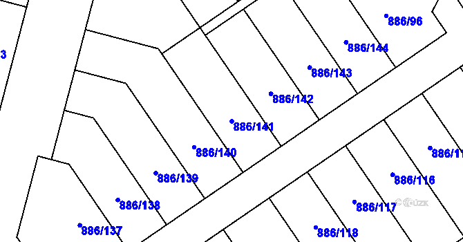 Parcela st. 886/141 v KÚ Holubice, Katastrální mapa