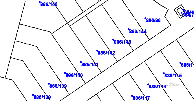 Parcela st. 886/142 v KÚ Holubice, Katastrální mapa