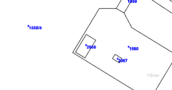 Parcela st. 2066 v KÚ Holubice, Katastrální mapa