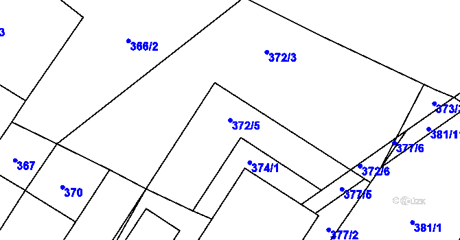 Parcela st. 372/5 v KÚ Holubice, Katastrální mapa