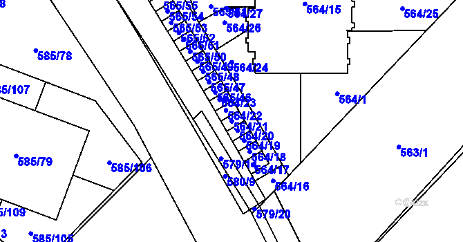 Parcela st. 564/21 v KÚ Holubice, Katastrální mapa