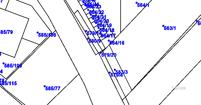 Parcela st. 579/20 v KÚ Holubice, Katastrální mapa
