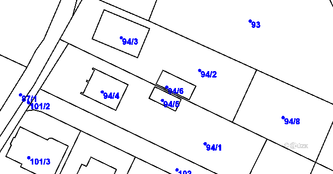 Parcela st. 94/6 v KÚ Holubice, Katastrální mapa