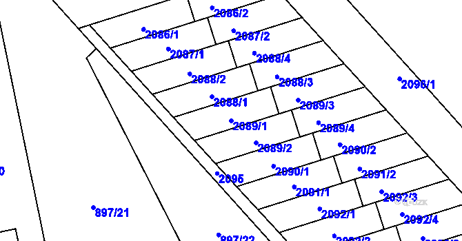 Parcela st. 2089/1 v KÚ Holubice, Katastrální mapa