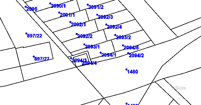 Parcela st. 2094/1 v KÚ Holubice, Katastrální mapa