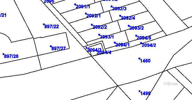 Parcela st. 2094/4 v KÚ Holubice, Katastrální mapa
