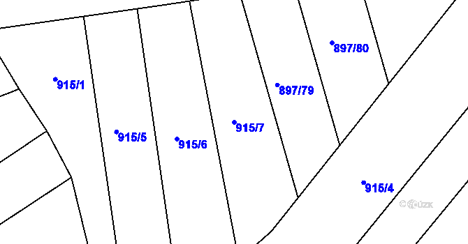 Parcela st. 915/7 v KÚ Holubice, Katastrální mapa