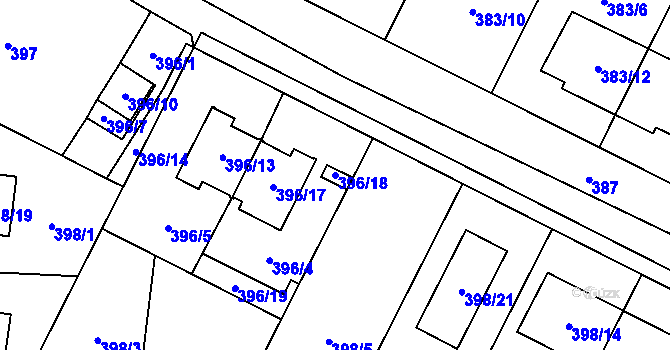 Parcela st. 396/18 v KÚ Holubice, Katastrální mapa