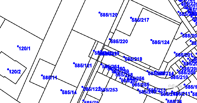 Parcela st. 585/242 v KÚ Holubice, Katastrální mapa