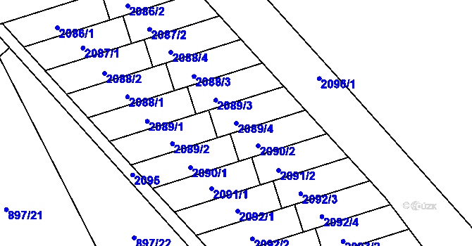 Parcela st. 2089/4 v KÚ Holubice, Katastrální mapa