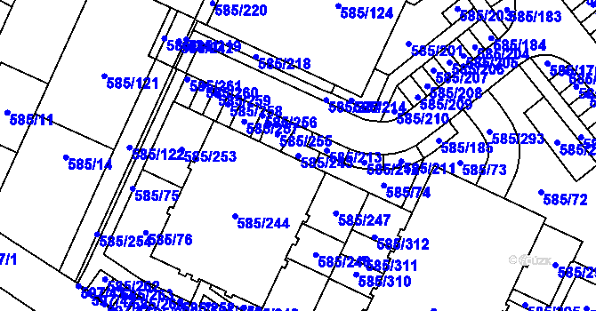 Parcela st. 585/243 v KÚ Holubice, Katastrální mapa