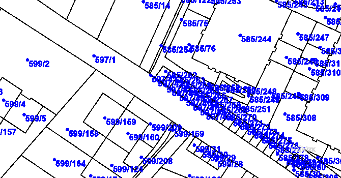 Parcela st. 597/44 v KÚ Holubice, Katastrální mapa
