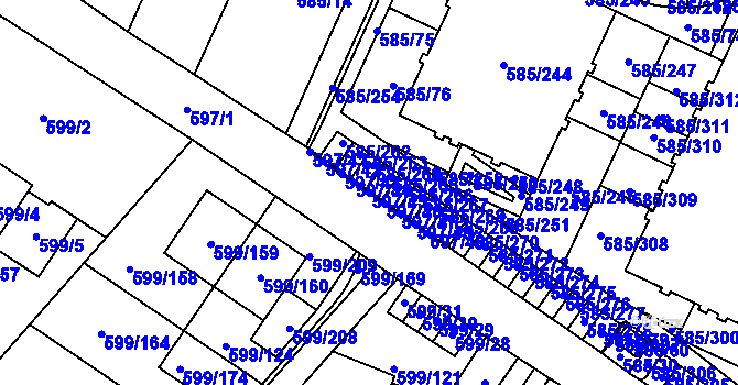 Parcela st. 597/45 v KÚ Holubice, Katastrální mapa