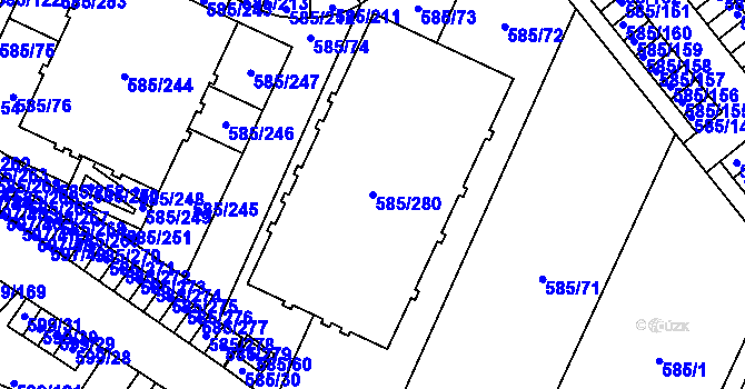Parcela st. 585/280 v KÚ Holubice, Katastrální mapa