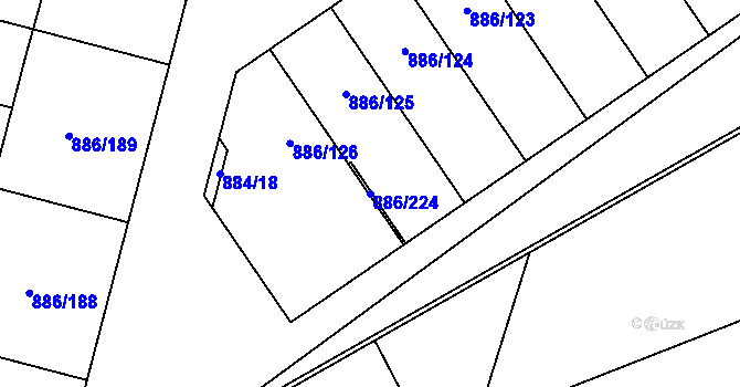 Parcela st. 886/224 v KÚ Holubice, Katastrální mapa