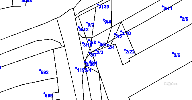 Parcela st. 2/3 v KÚ Velešovice, Katastrální mapa