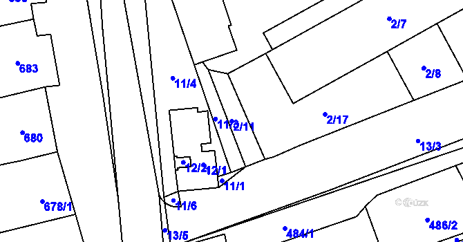 Parcela st. 2/11 v KÚ Velešovice, Katastrální mapa